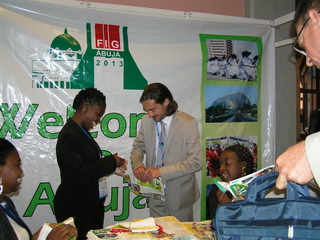 At the exhibition desk of the hosts of the FIG Working Week in Abuja - 2013
