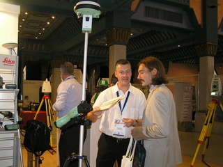 Meeting-conversation and discussion about geodetic GNSS equipment - produced by Leica